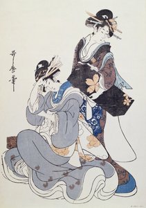 Deux figures féminines (impression sur bois en couleur, 10e bloc)